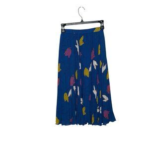 Yukiko Hanai Blue Floral Midi Skirt Japanese Size 9 = US Size 0 EUC Womens